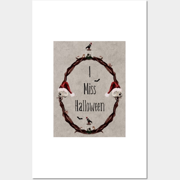 I Miss Halloween Gothic Holiday Wreath Wall Art by penandbea